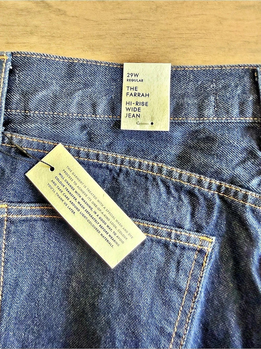 Aritzia Denim Forum The Farrah Hi-Rise Wide Leg Jeans in Blue Waist 29 NWT - Picture 13 of 14